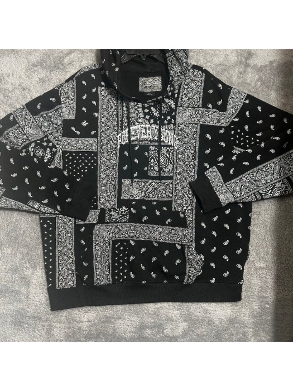 Brooklyn Cloth Paisley Bandana Print Hoodie Men's Size 2XL Black Streetwear